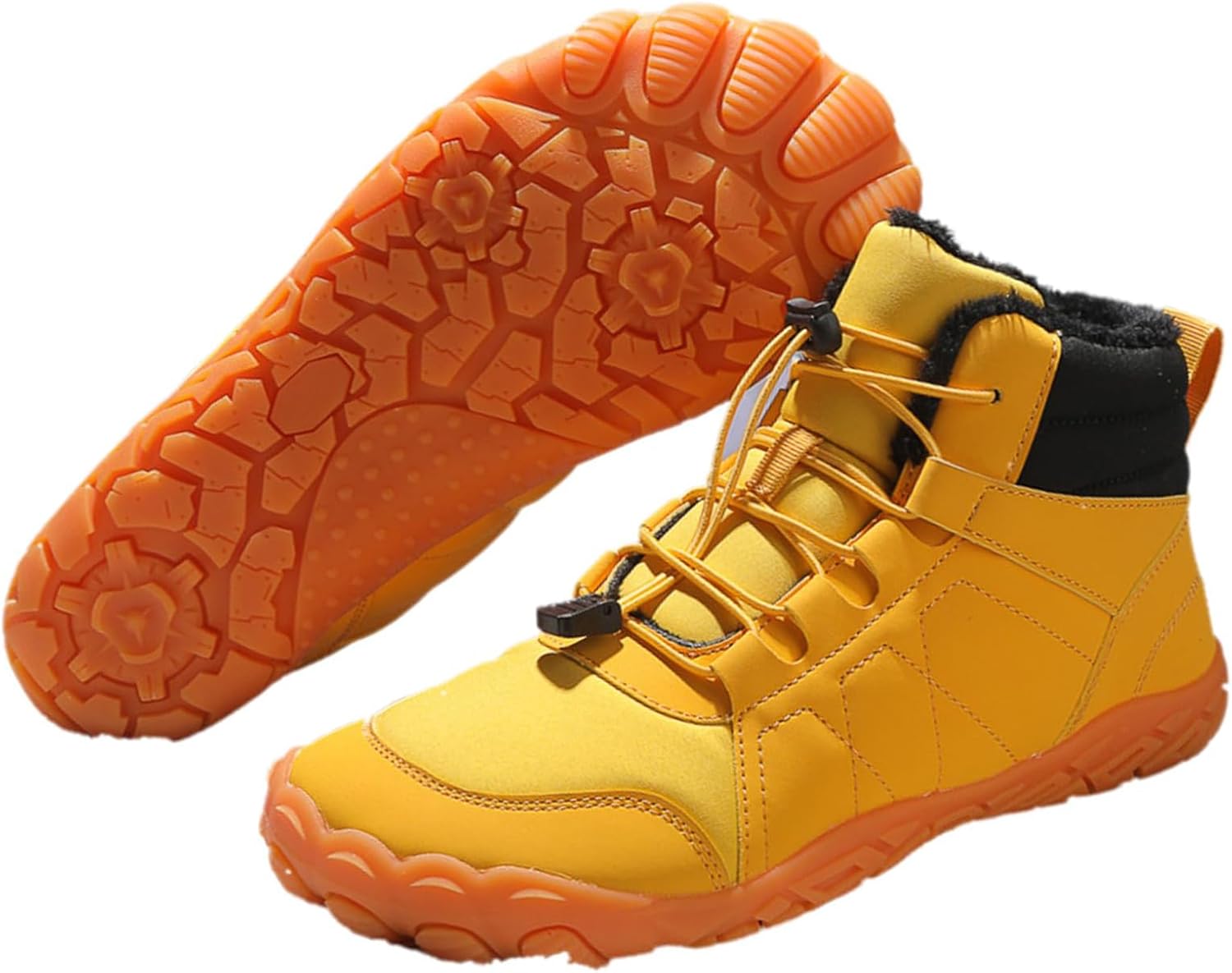 

Походная обувь для женщин и мужчин, водонепроницаемые зимние сапоги для снега, минималистичные теплые сапоги с нулевым перепадом высоты подошвы, сапоги с широким носком и нескользящей подошвой, обувь для походов и бега Kvotuu, желтый