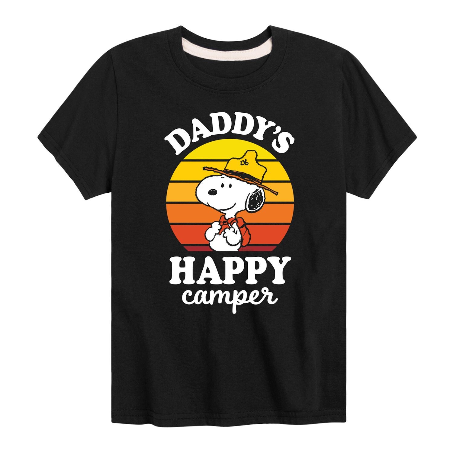 

Футболка с рисунком арахиса «Daddy's Happy Camper» для мальчиков 8–20 лет Licensed Character, черный