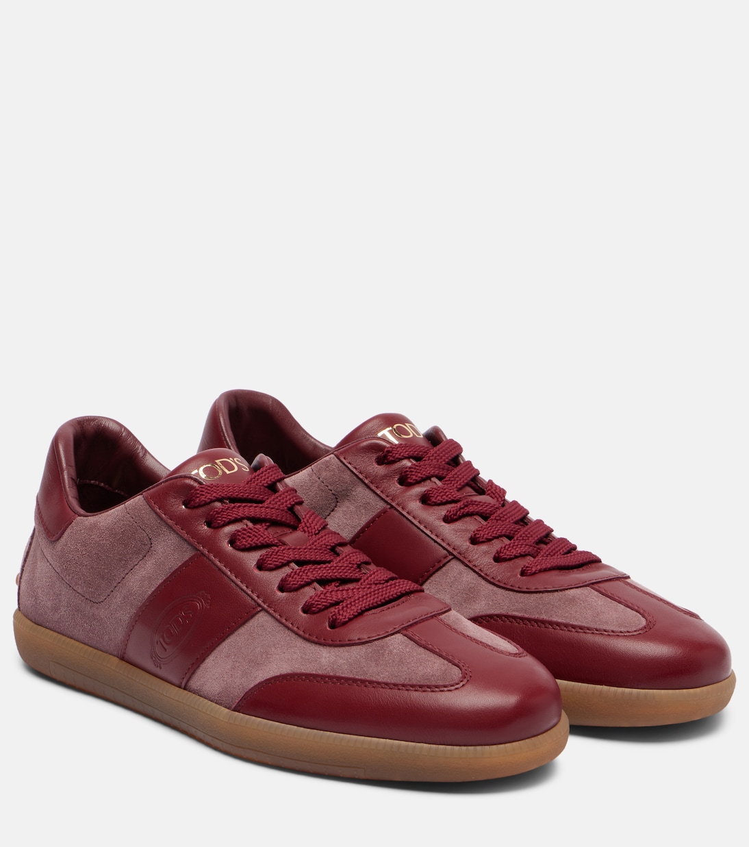 Кроссовки из кожи и замши Tabs Tod's, Rosso Sangue + Rossa Antico