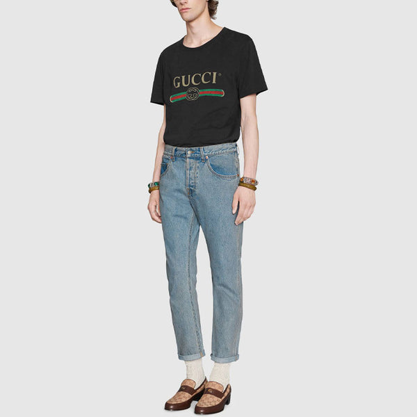 Футболка washed jersey oversize t-shirt 'black' Gucci, черный — фото 3