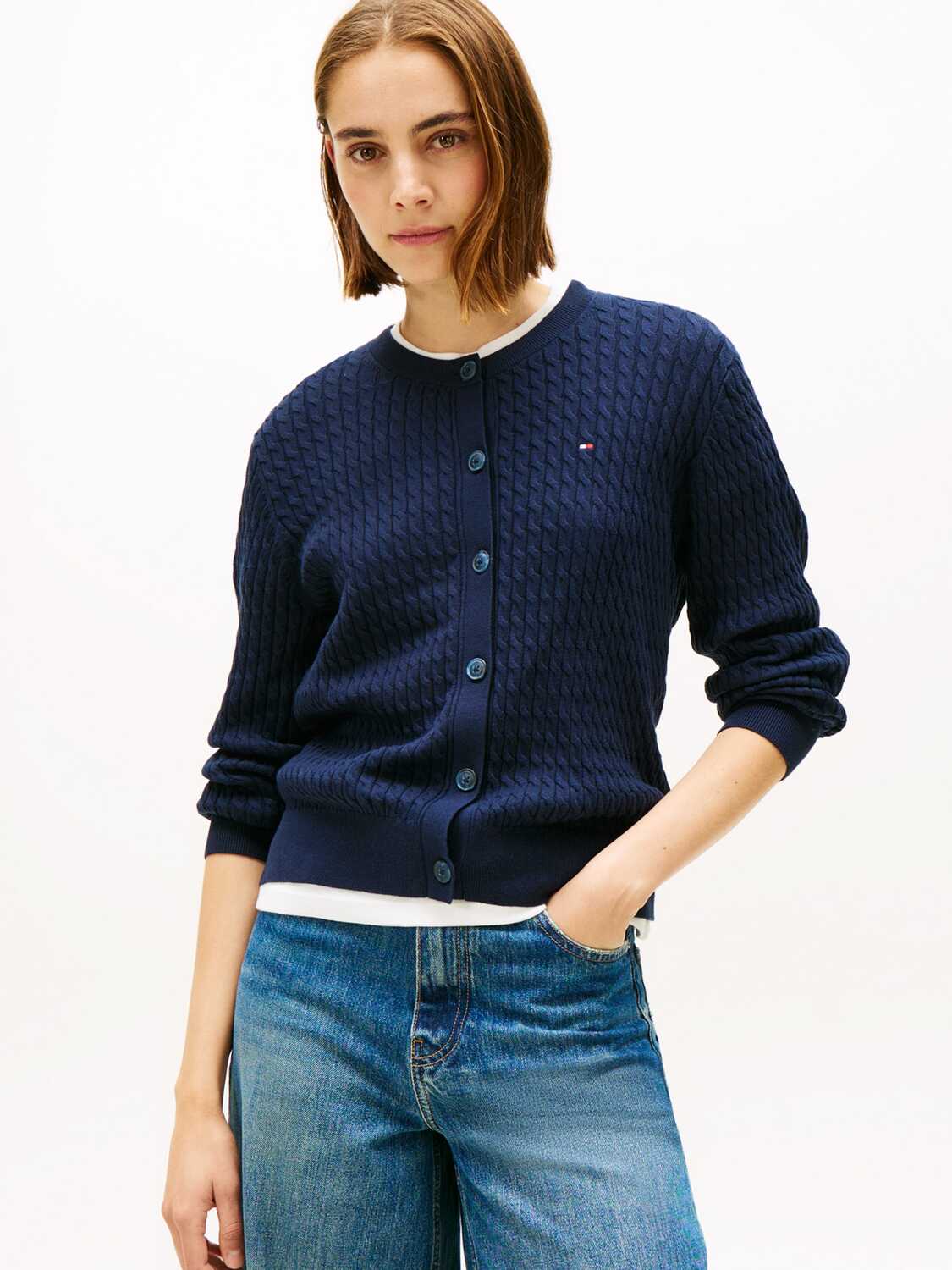 TOMMY HILFIGER Вязаный кардиган в морском синем — фото 2