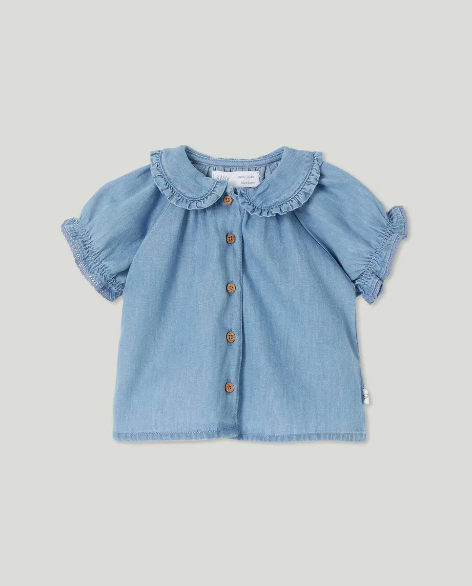 

Блузка из шамбре для девочки Baby El Corte Inglés, бледно-голубой