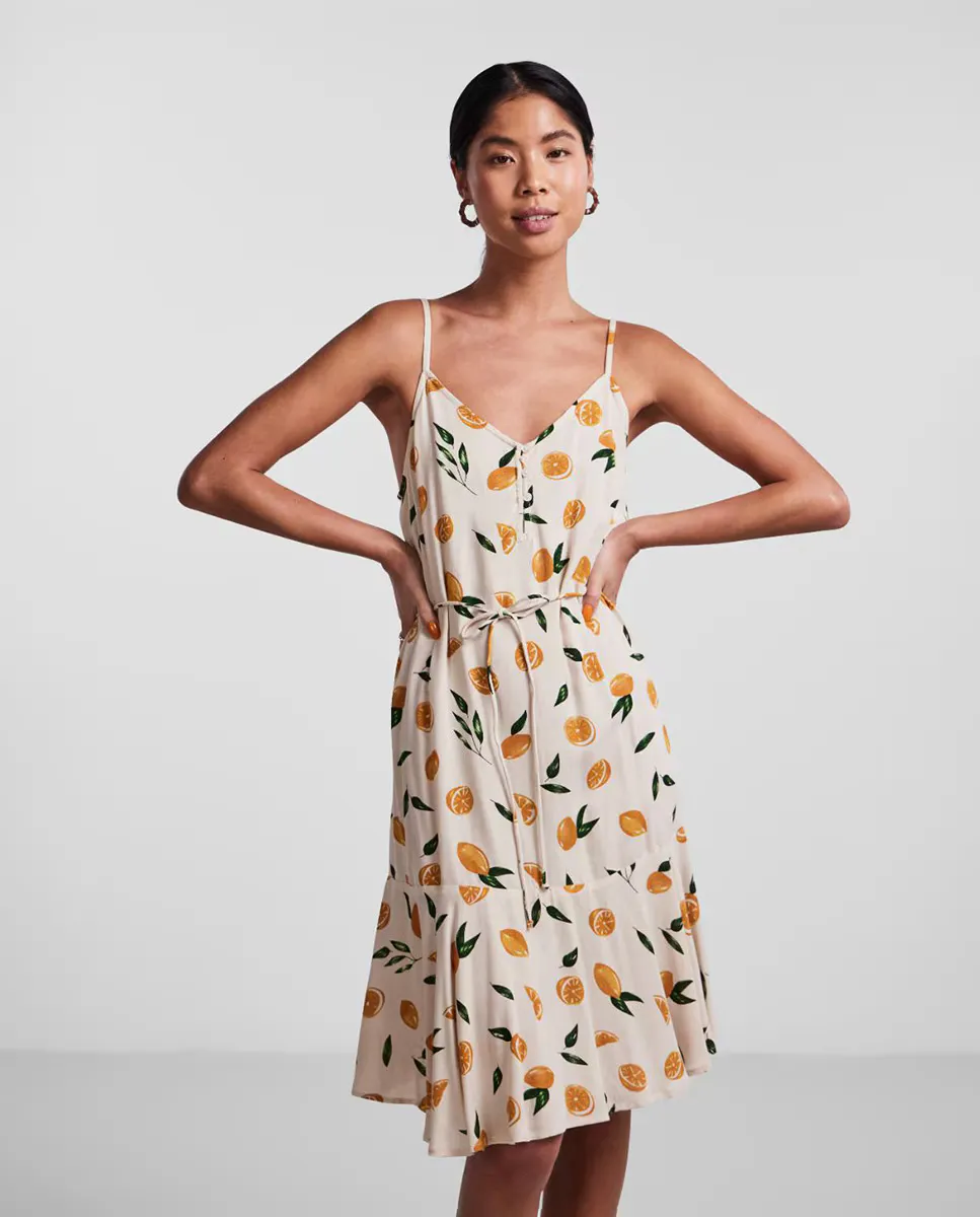 

Короткое платье на бретелях свободного кроя Pieces, желтый