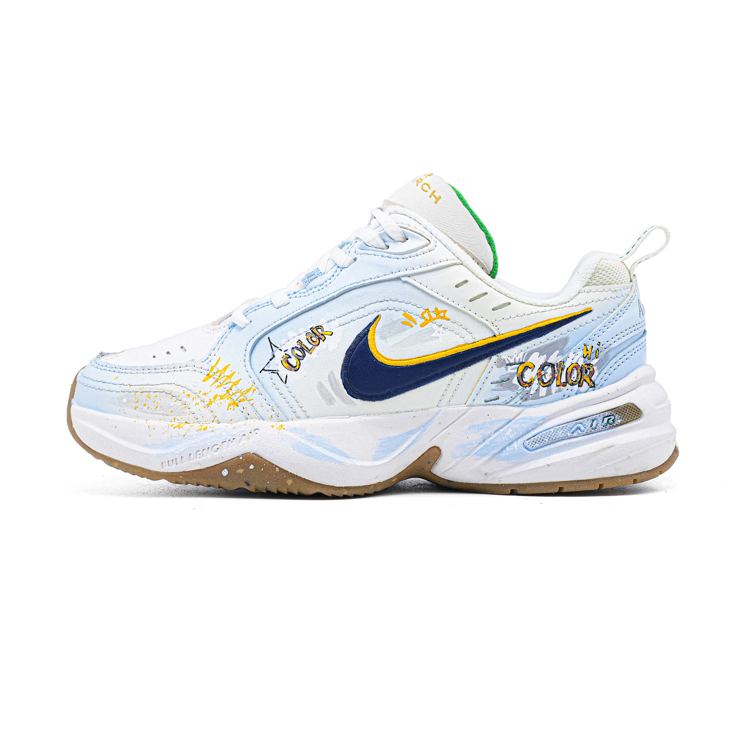 

Nike Air Monarch 4 Rainbow Color Abrasion Resistant низкие повседневные кроссовки мужские White Blue