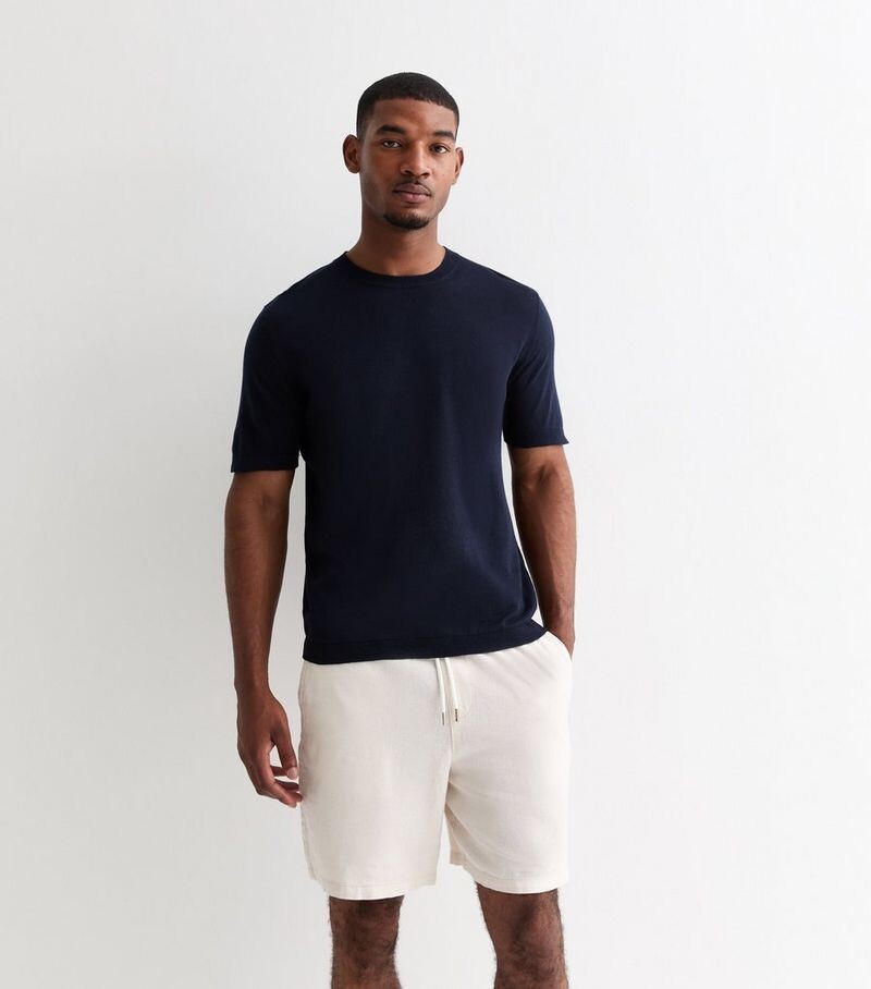 

Темно-синий топ тонкой вязки с короткими рукавами Jack & Jones Jack & Jones, военно-морской