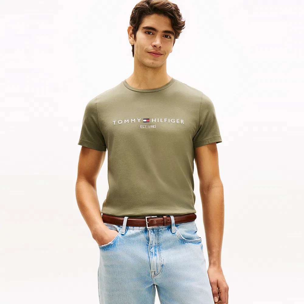 Мужская зелёная футболка с логотипом "Core Logo" от Tommy Hilfiger