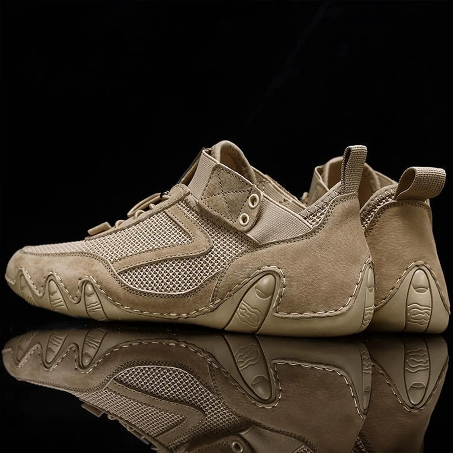 

Мужские кожаные лоферы с сеткой 2022 года, итальянский ручной пошив, дышащие мокасины с мягкой подошвой и мягкой поверхностью, кроссовки без шнурков DevilAngel, хаки