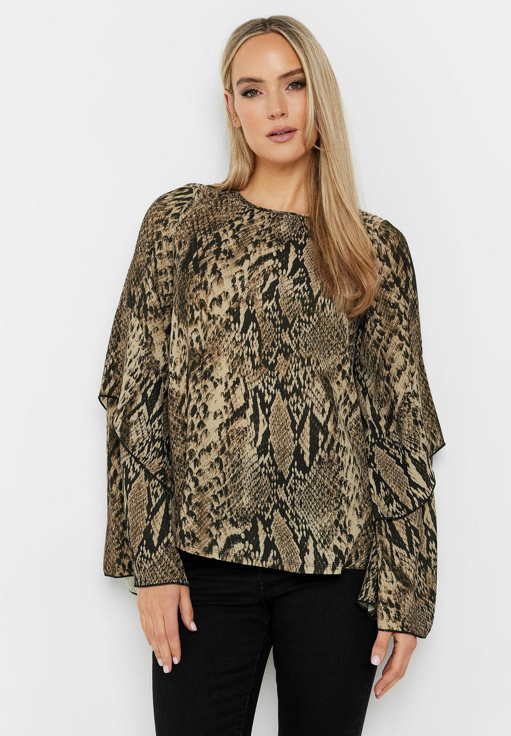 

Блуза SNAKE PRINT FRILL SLEEVE Long Tall Sally, коричневый