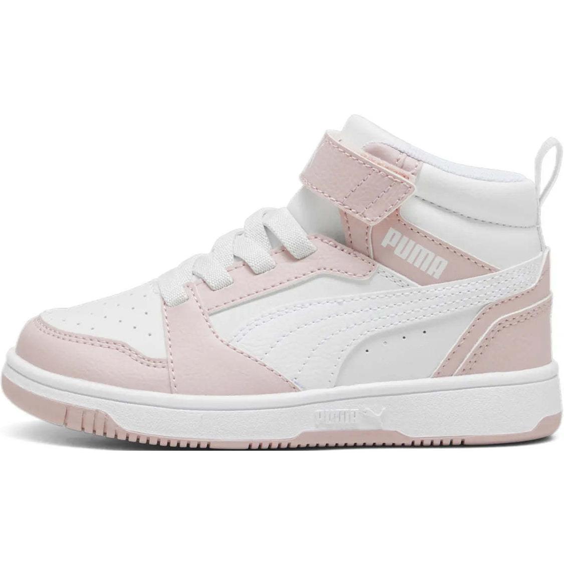 

PUMA Детские кроссовки для скейтбординга Rebound V6 Mid Top, белые, розовые