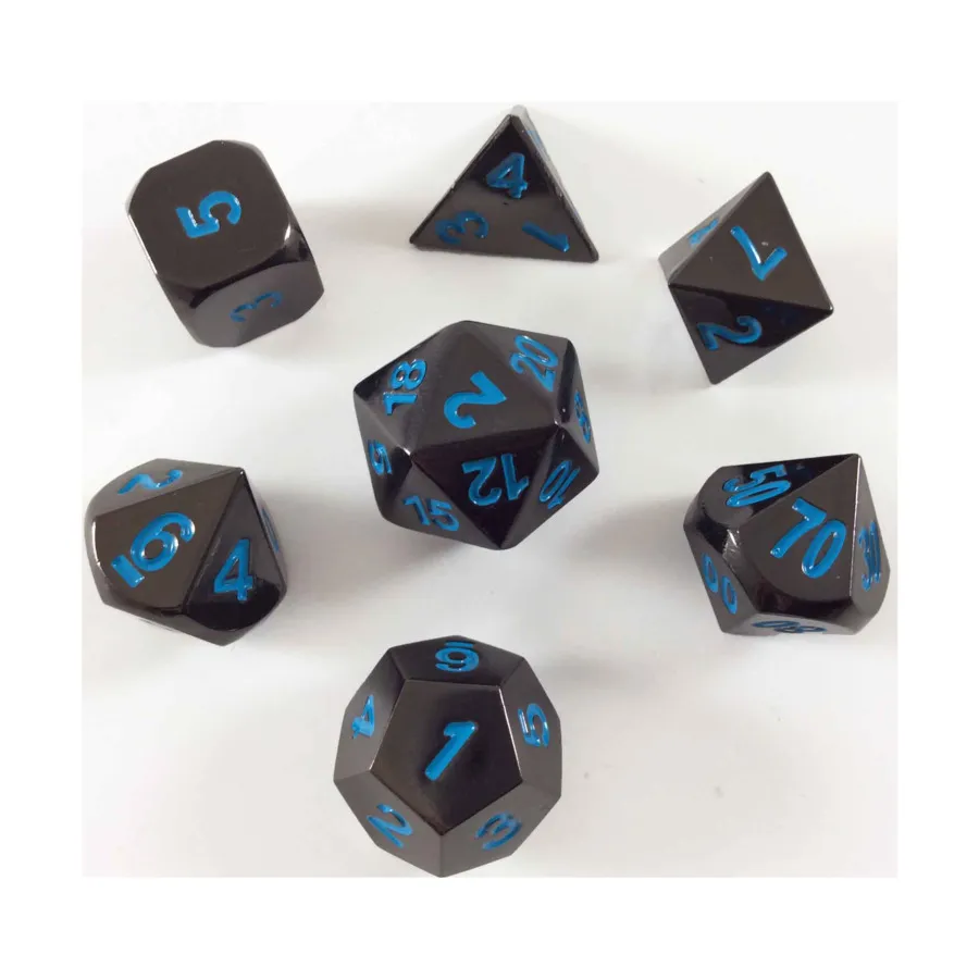 

Набор Poly — черный с синим (7), Metal Dice (16mm) (YuSun Metal Craft)