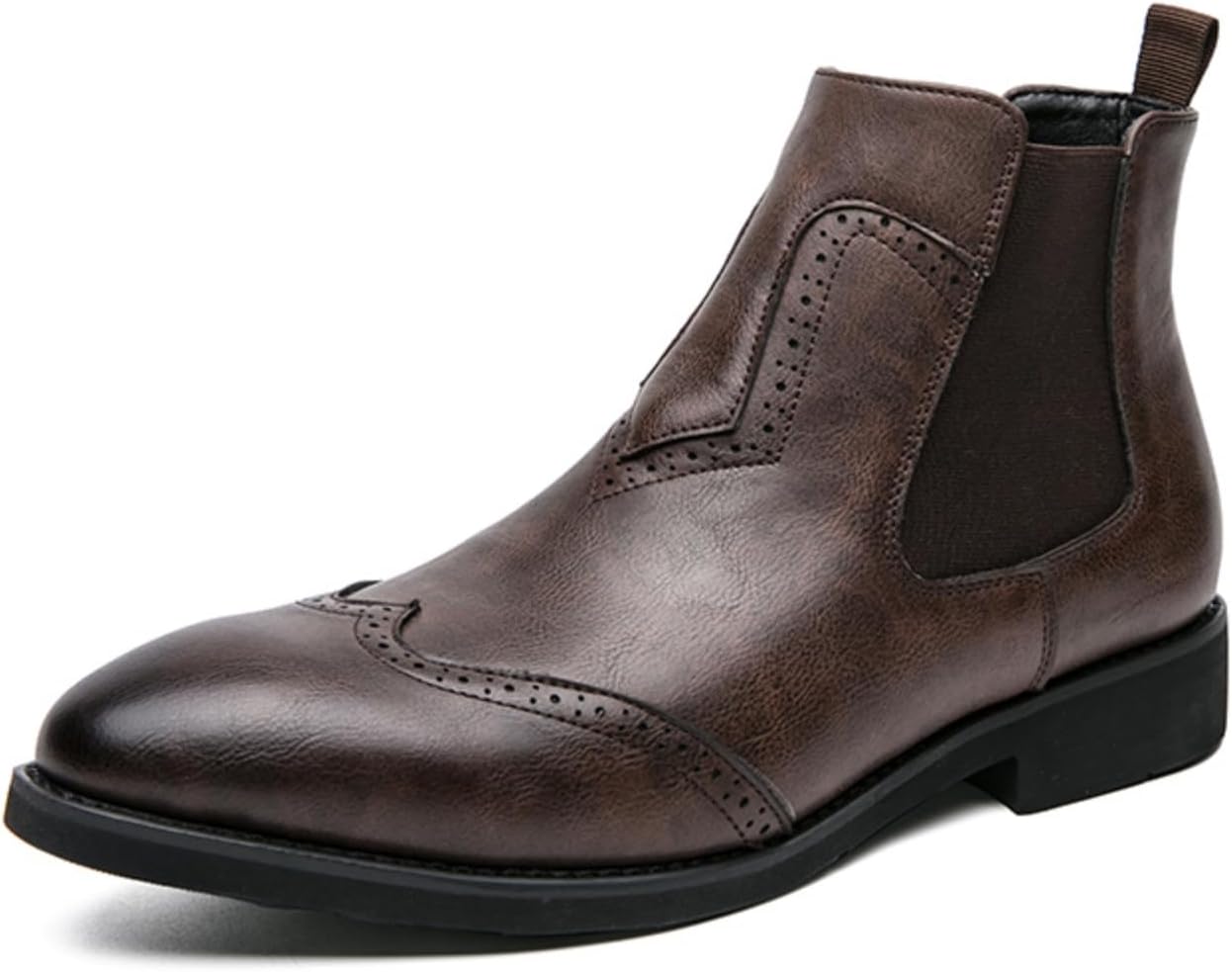 

Мужские коричневые кожаные ботинки Chelsea Aokisx, бродерская отделка - детализированные ботинки до щиколотки с теплой хлопковой подкладкой, стильные и удобные для зимы