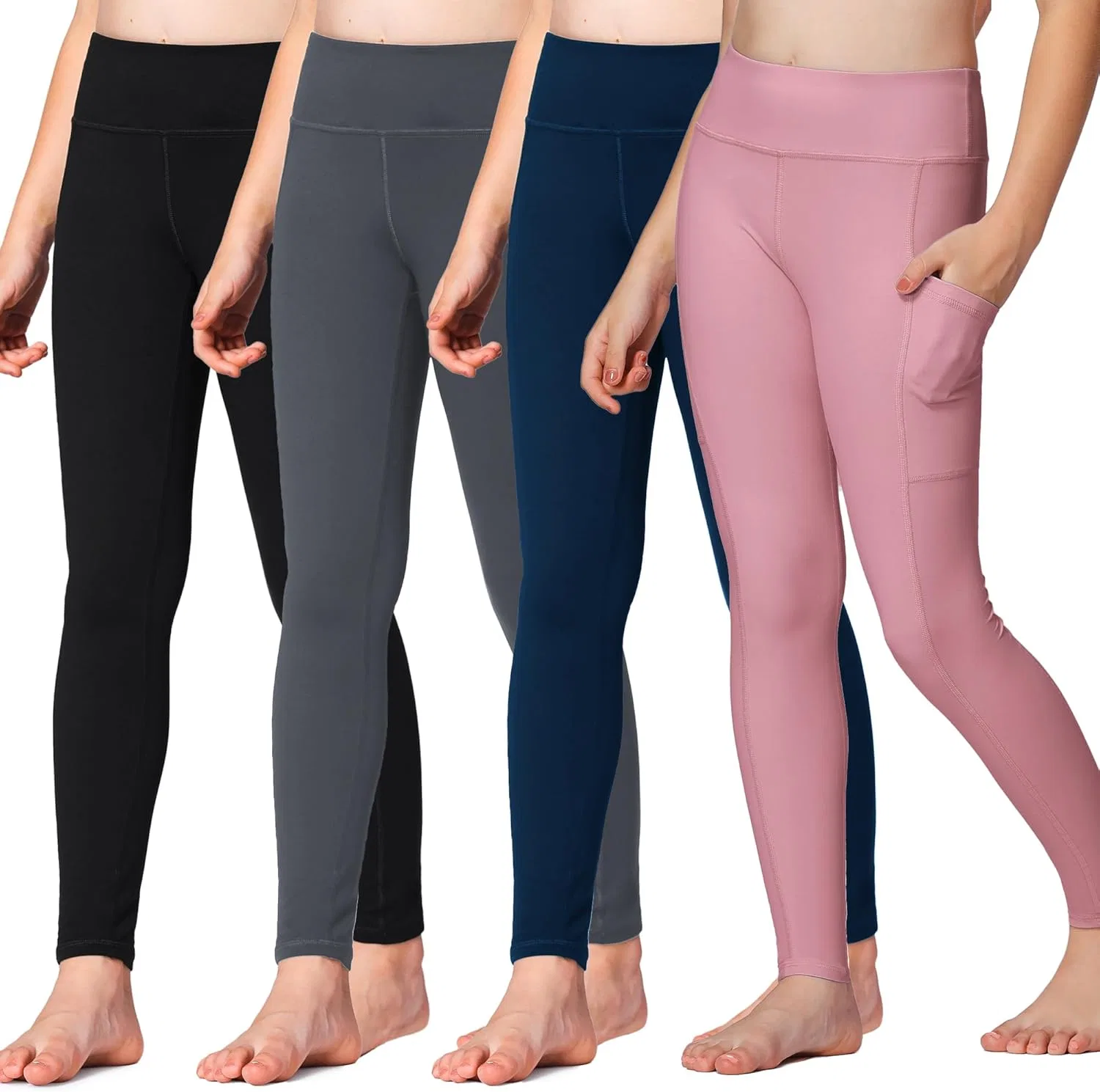 Леггинсы детские Stelle Athletic Leggings, набор из 3, черный-угольно-серый-розовый