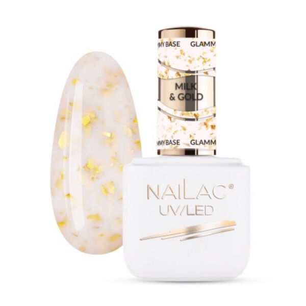 

Молочно-золотая каучуковая основа, 7 мл Nailac Glammy base, цвет milk&gold