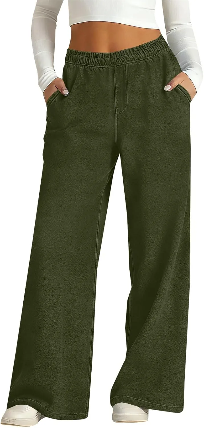 

Женские джинсы Wide Leg с эластичным поясом и карманами, размеры S-3XL