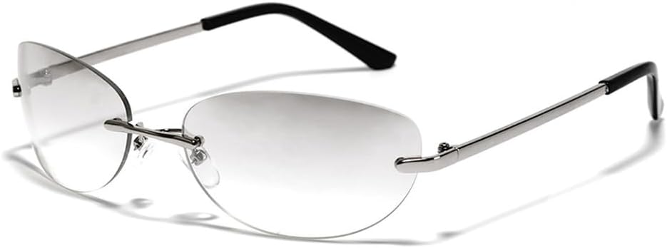 

Солнцезащитные очки в стиле стимпанк без оправы, модные очки для женщин и мужчин, панк-очки, унисекс, очки для активного отдыха, защита от ультрафиолета UV400 HVTVTLA, Clear Silver