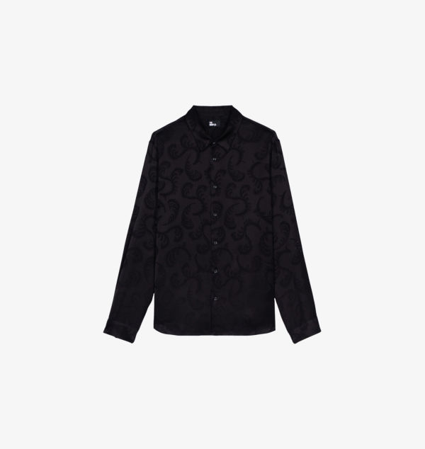 

Рубашка прямого покроя из ткани с жаккардовым узором The Kooples, черный