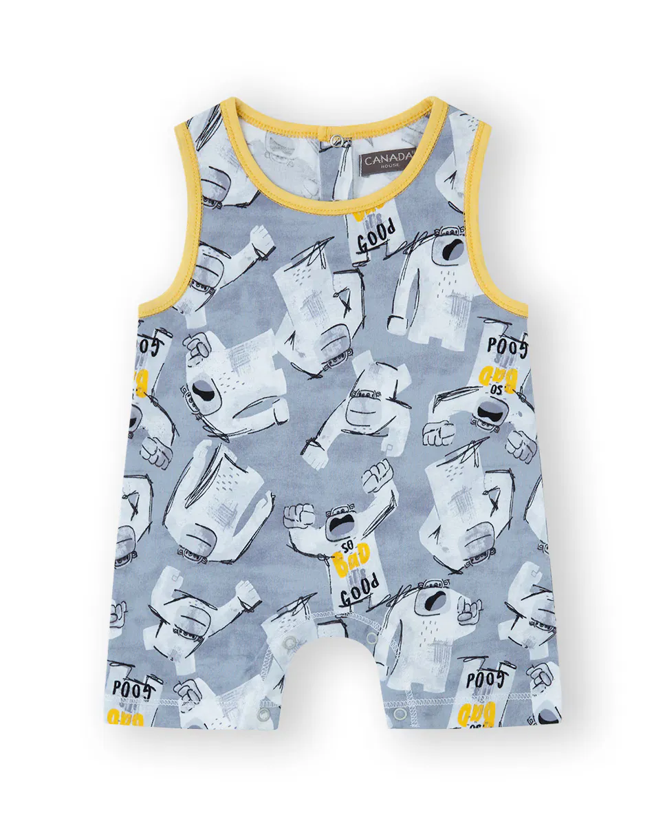 

Хлопковый комбинезон для мальчика серого цвета Canada House, светло-серый