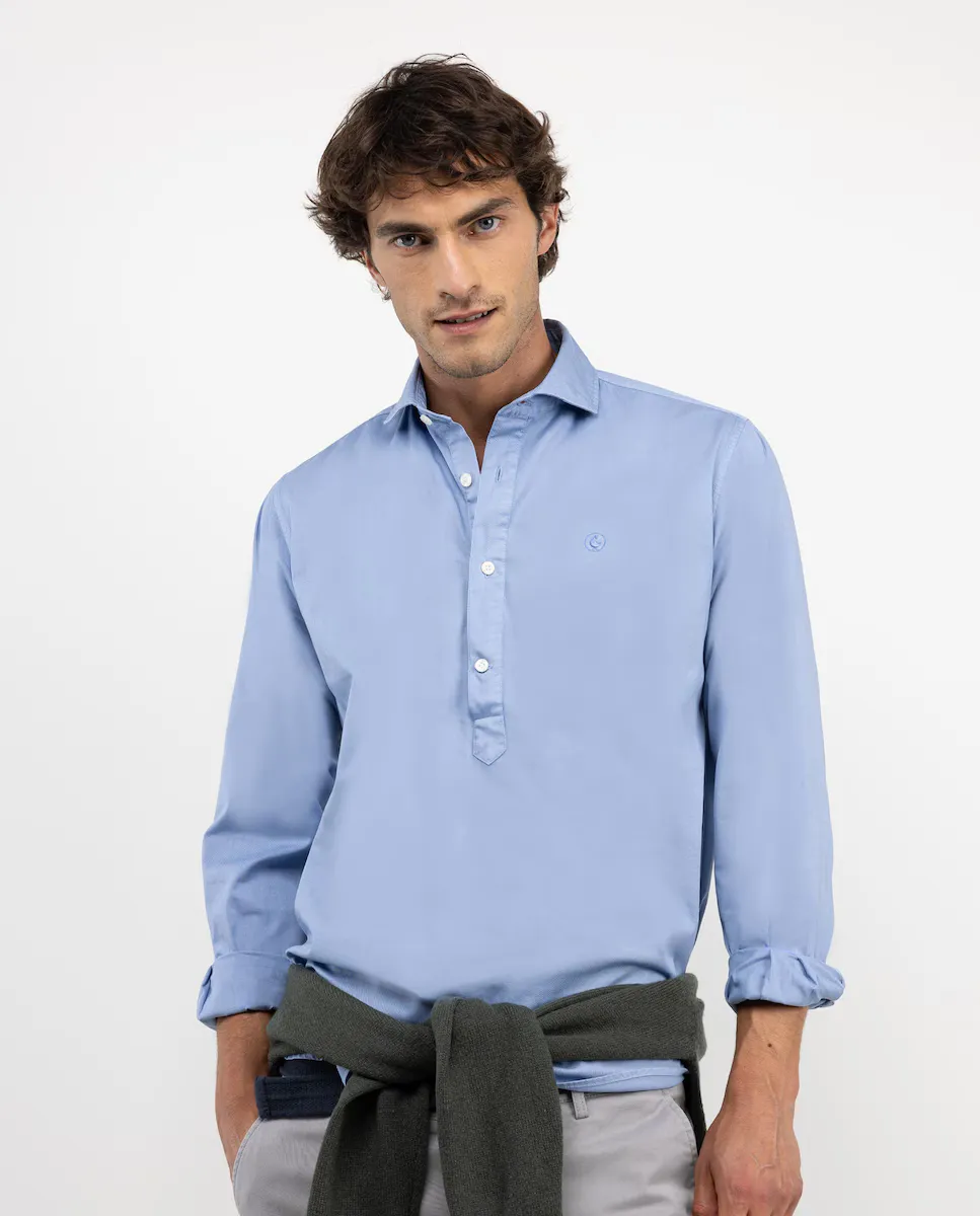 

Мужская рубашка-поло Twill Garment Dyed из хлопка El Ganso, небесно-голубой