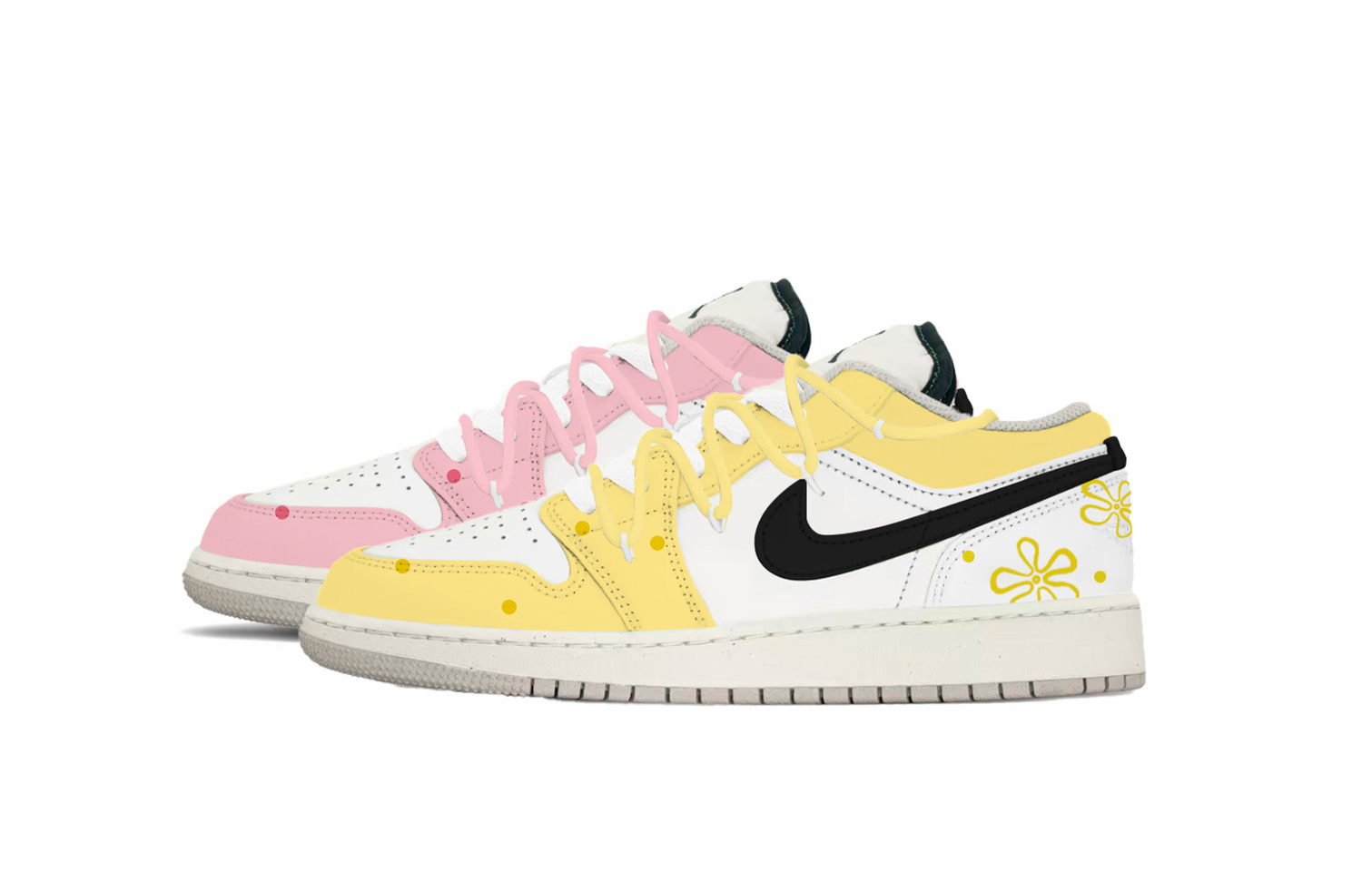 

Air 1 SpongeBoB нескользящие устойчивые к истиранию низкие детские баскетбольные кроссовки unisex Jordan, Mismatched