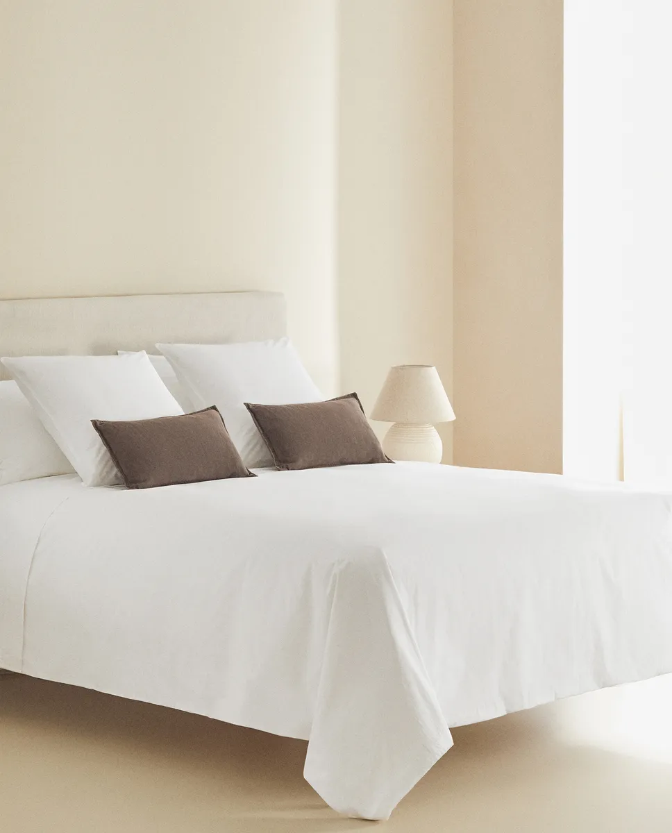 (300 нитей) простынь на подкладке из хлопкового перкаля Zara Home, белый — фото 2