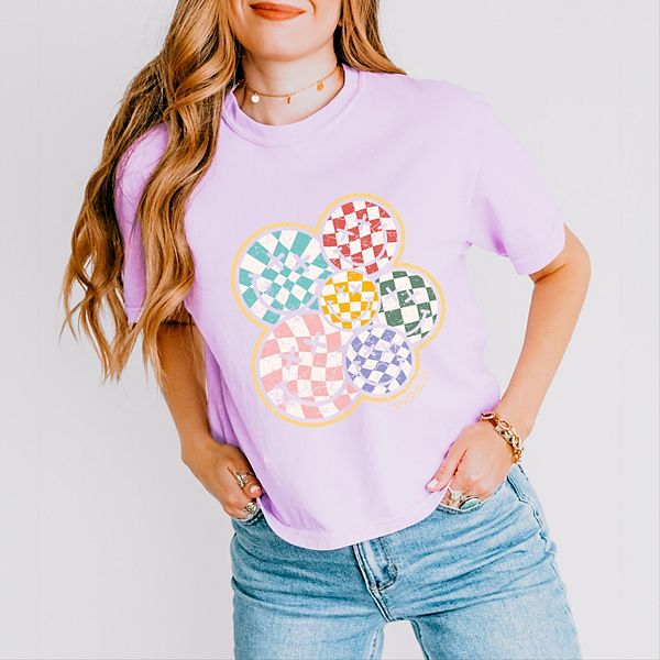 

SWSmiley rainbow checkered - женский укороченный топ Simply Sage Market, Orchid