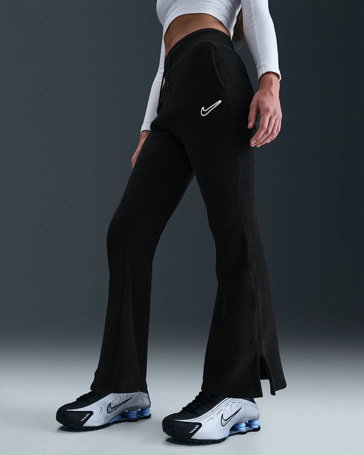 Детские (для девочек) флисовые штаны Nike Sportswear, Black/White — фото 2