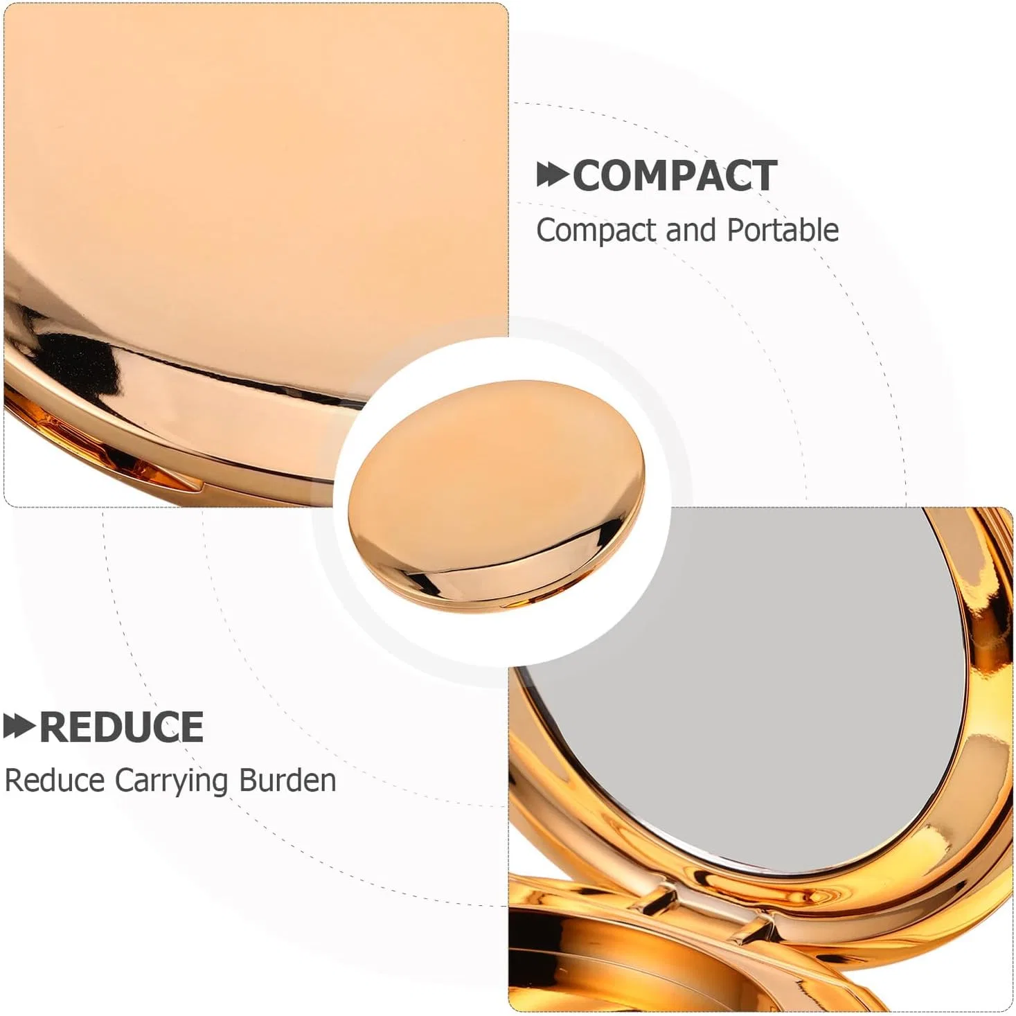 Палетка для теней с зеркалом Ciieeo золотая 4 шт — фото 3