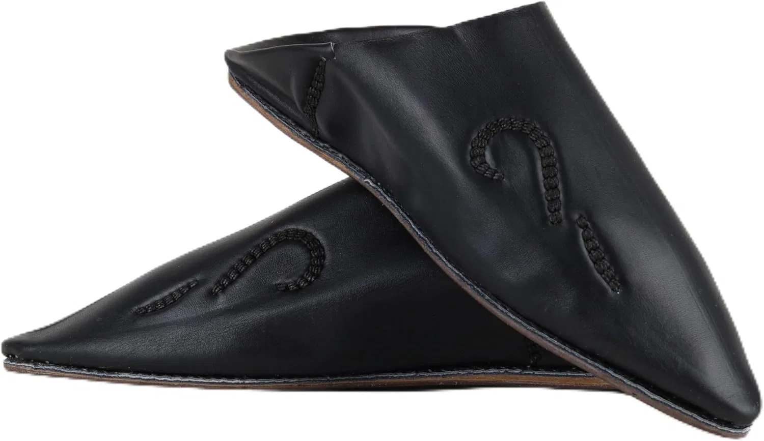 Тапочки из натуральной кожи, Moroccan Pointed Slippers, черный