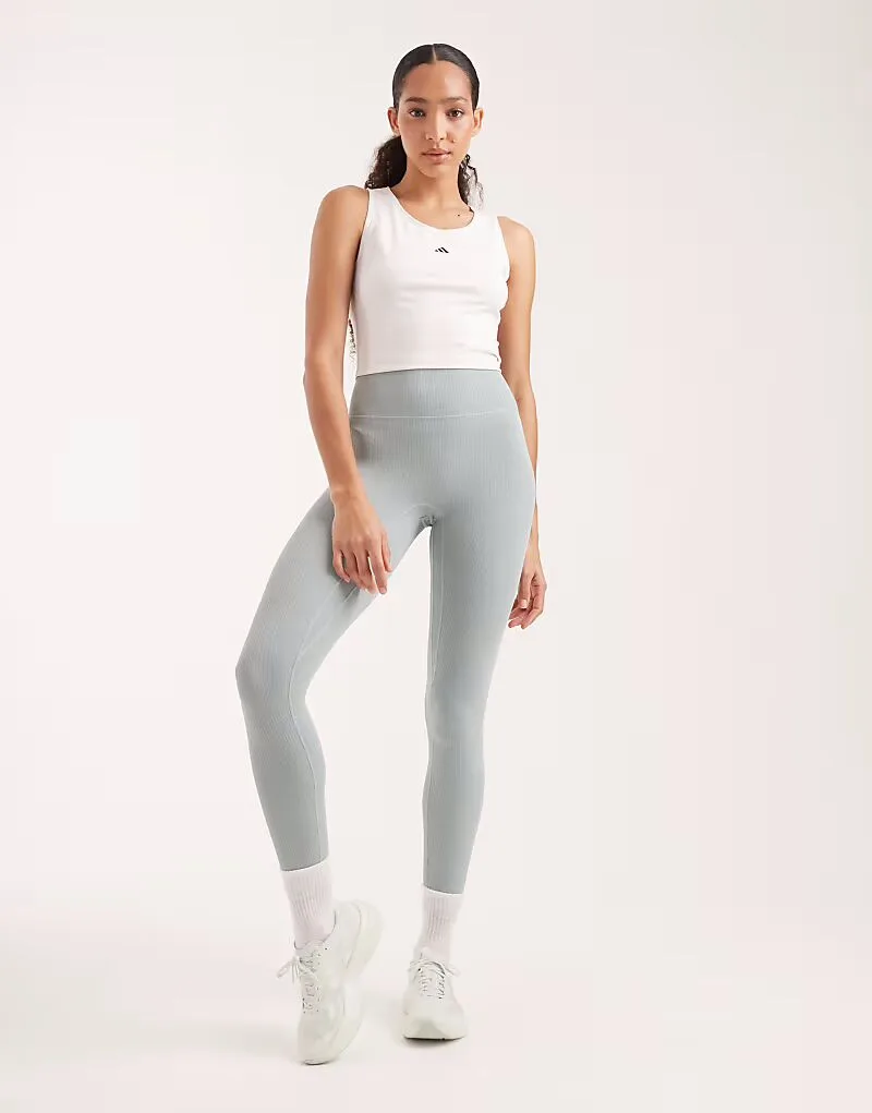 Леггинсы Adidas performance rib в цвете wonder sage