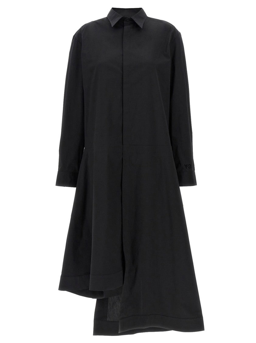 

Асимметричный хлопковый шифоновый сарафан Chemisier Y-3, черный