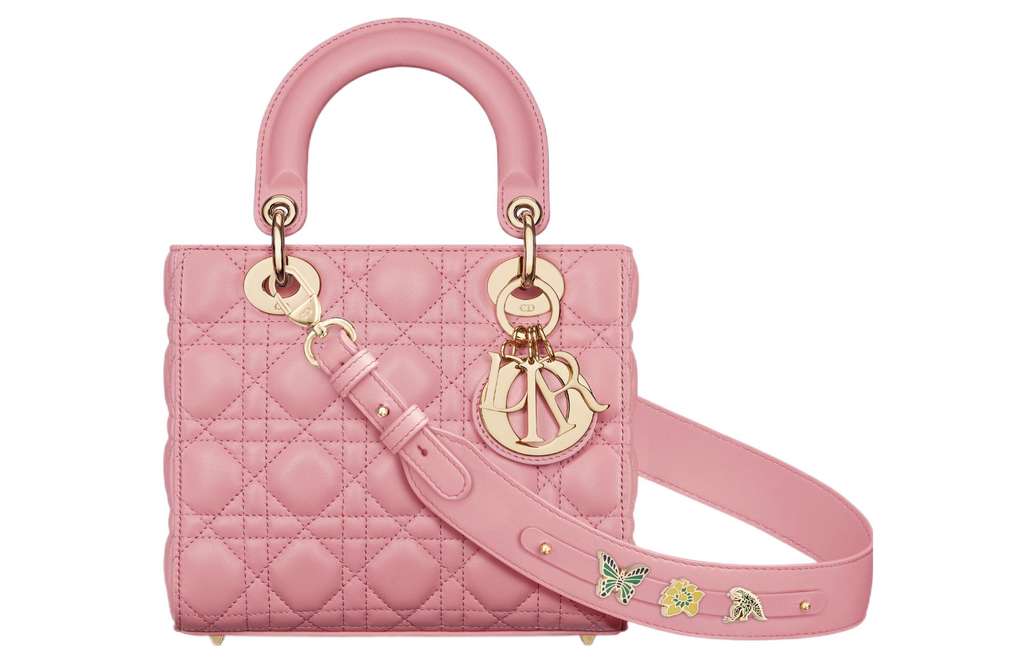 

DIOR Дамская сумка ABC из овчины через плечо кроссбоди маленькая женская персиково-розовая