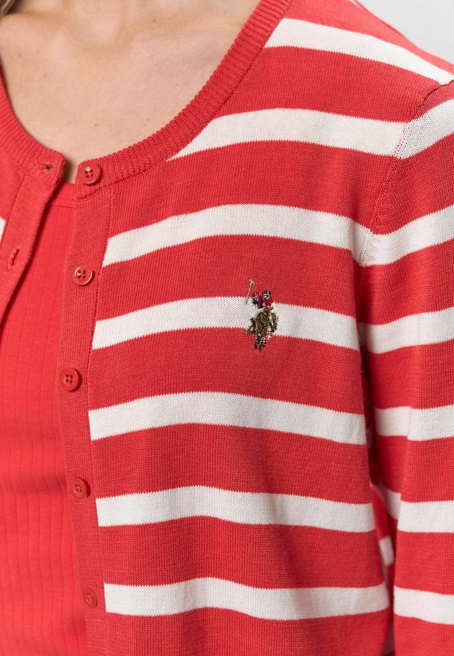 Кардиган U.S. Polo Assn. Cardigan, Poinsettia Striped/Red — фото 4