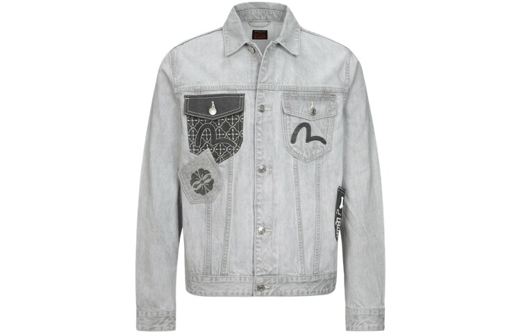 

Джинсовая куртка мужская джинсовая серая Evisu, серый