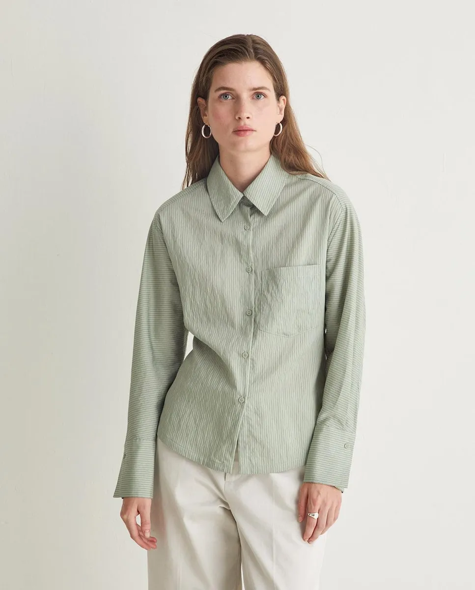 

Женская рубашка с рукавами и карманом на груди Yerse, зеленый
