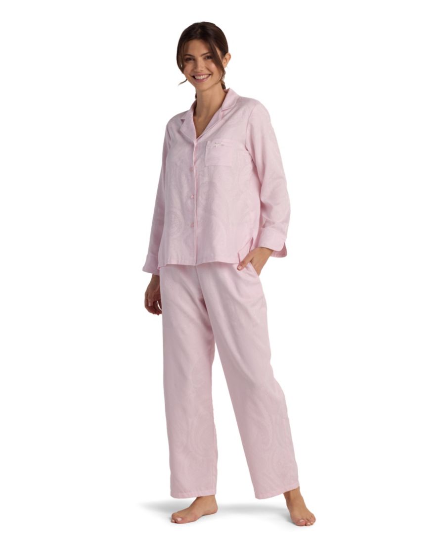 

Женский пижамный комплект из двух предметов: топ с воротником-стойкой и брюки без застежек Miss Elaine, Pink