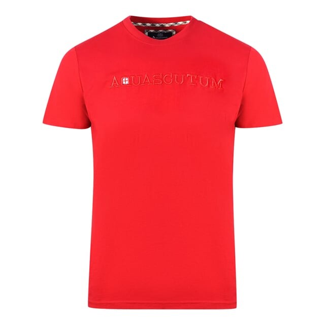 

Тисненый логотип бренда на футболке Aquascutum, красный