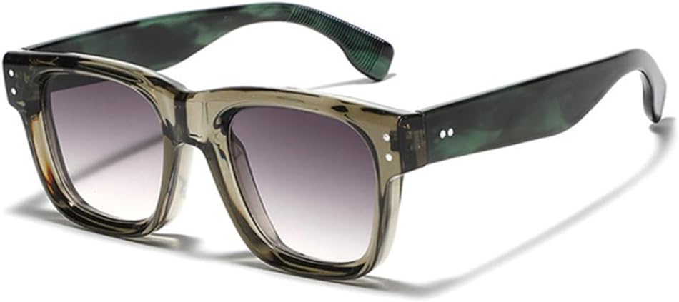 

Мужские солнцезащитные очки с заклепками, защита от ультрафиолета UV400, ретро-градиентный эффект, модные женские солнцезащитные очки, оливково-зеленые, серые, один размер TYUVIVO, Olive Green Gray