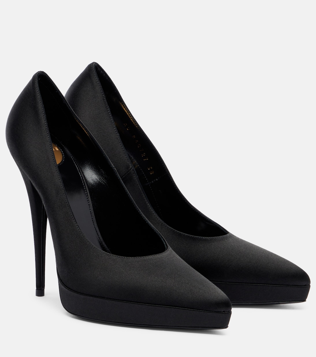 Лиза 110 атласные платформенные лодочки Saint Laurent, нуар