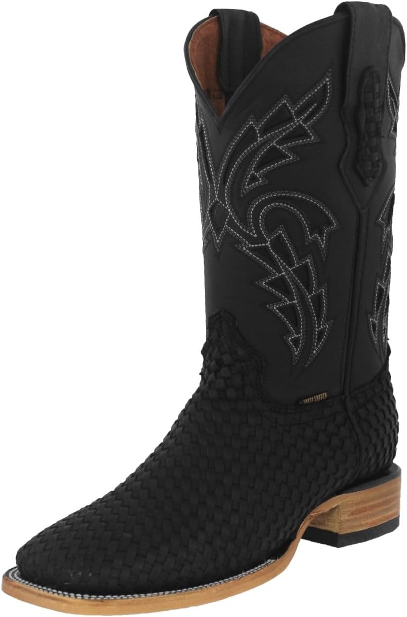 

Мужские черные вестерн-сапоги Texas Legacy с плетеной кожей и квадратным носком