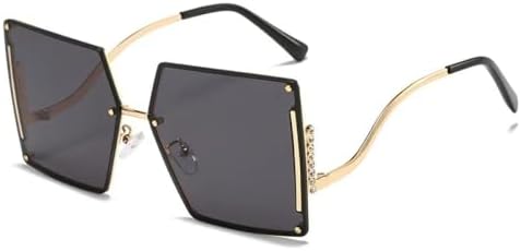 

2026 Модные безободковые квадратные солнцезащитные очки для женщин, винтажные солнцезащитные очки с бриллиантами, разноцветные, защита от УФ-излучения UV400 MTZJH, Black2730