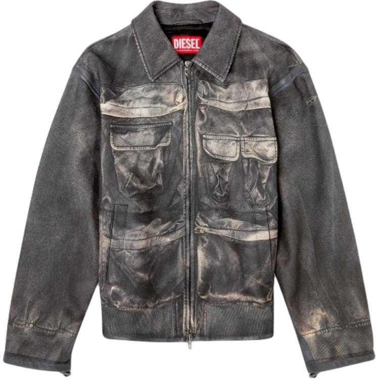 

DIESEL Кожаная курта в винтажном стиле L Mayer, Black