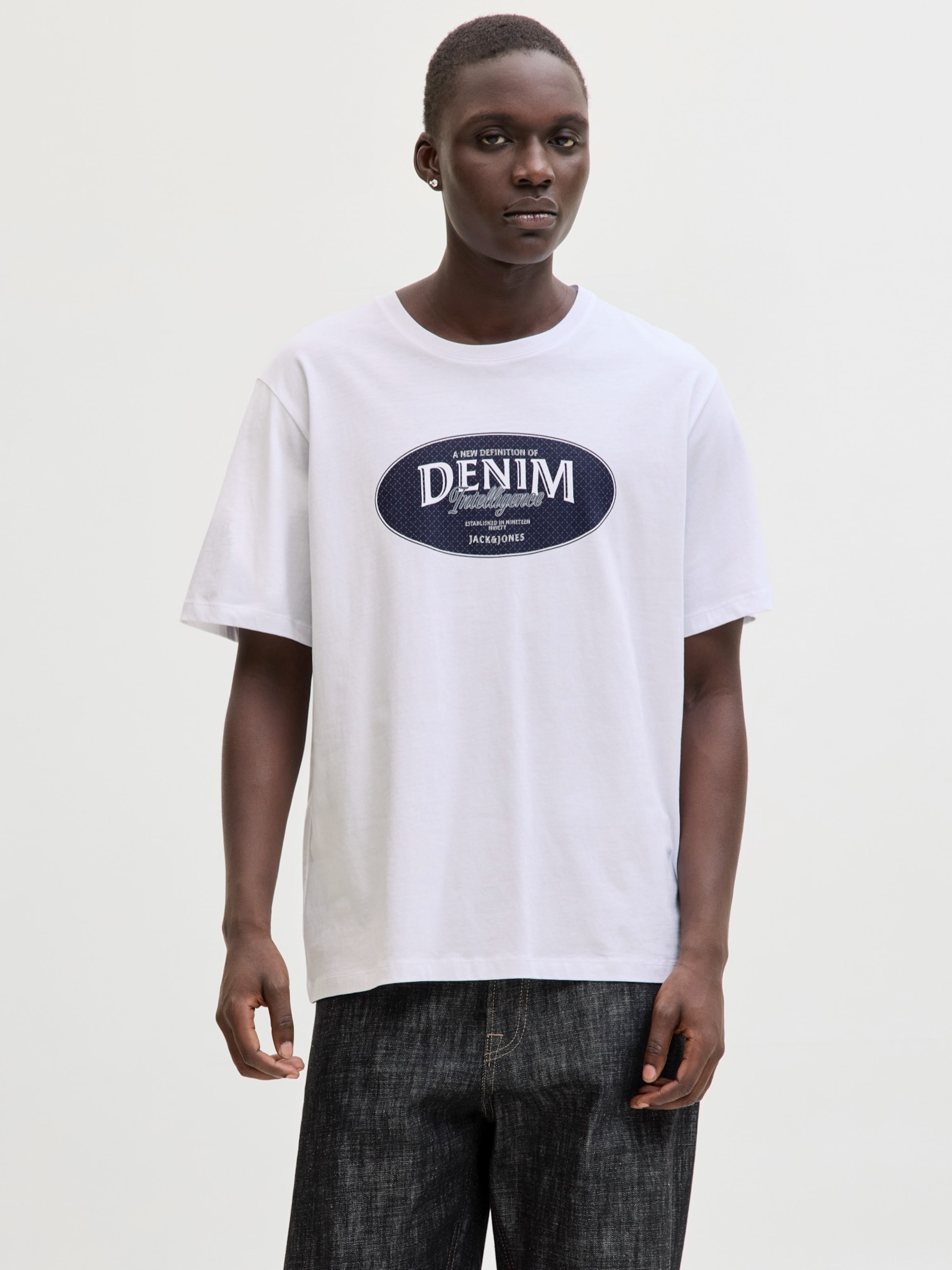 

JACK & JONES Футболка 'JJEDOVER DENIM' в белом цвете