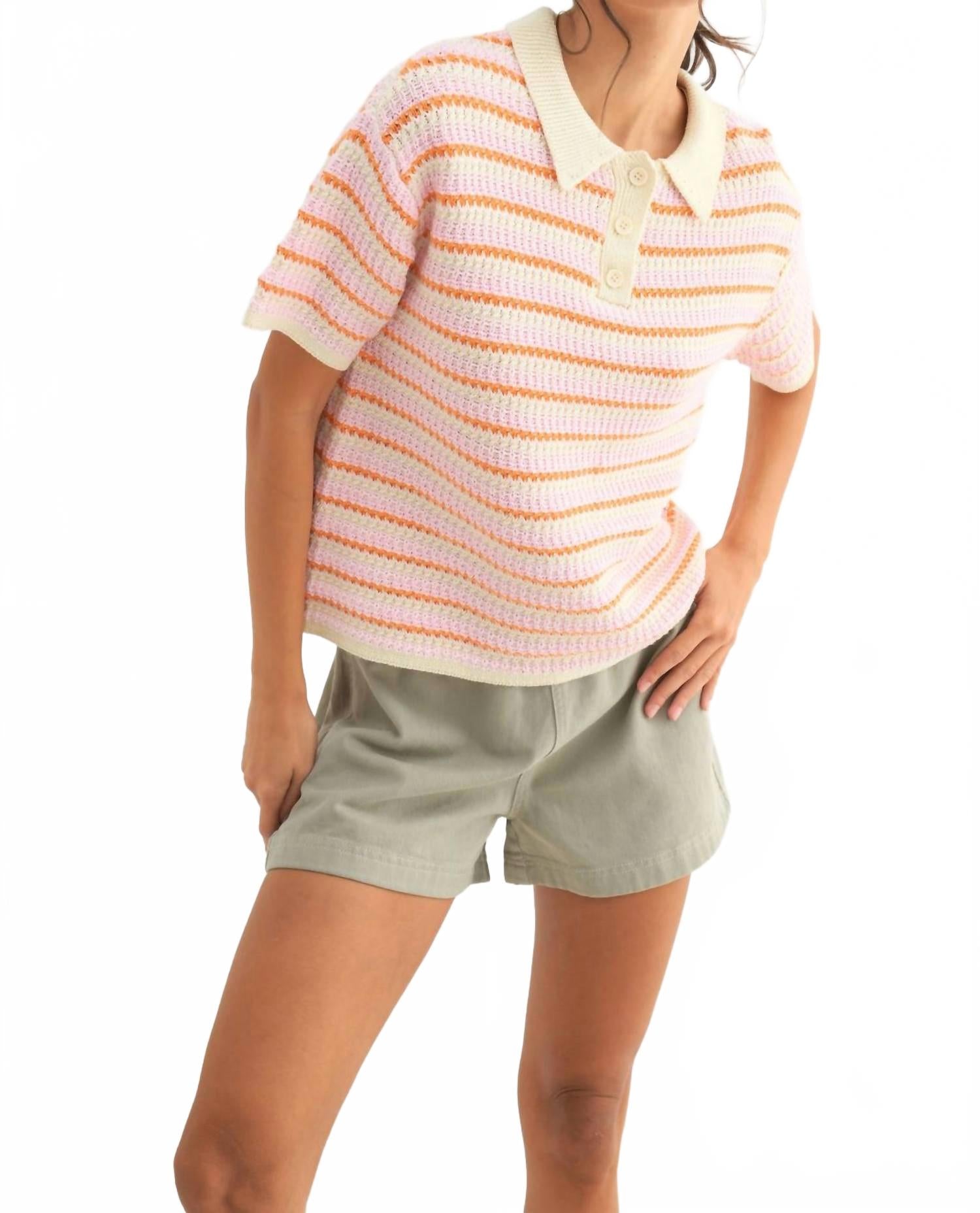 

Розовый полосатый поло свитер WISHLIST