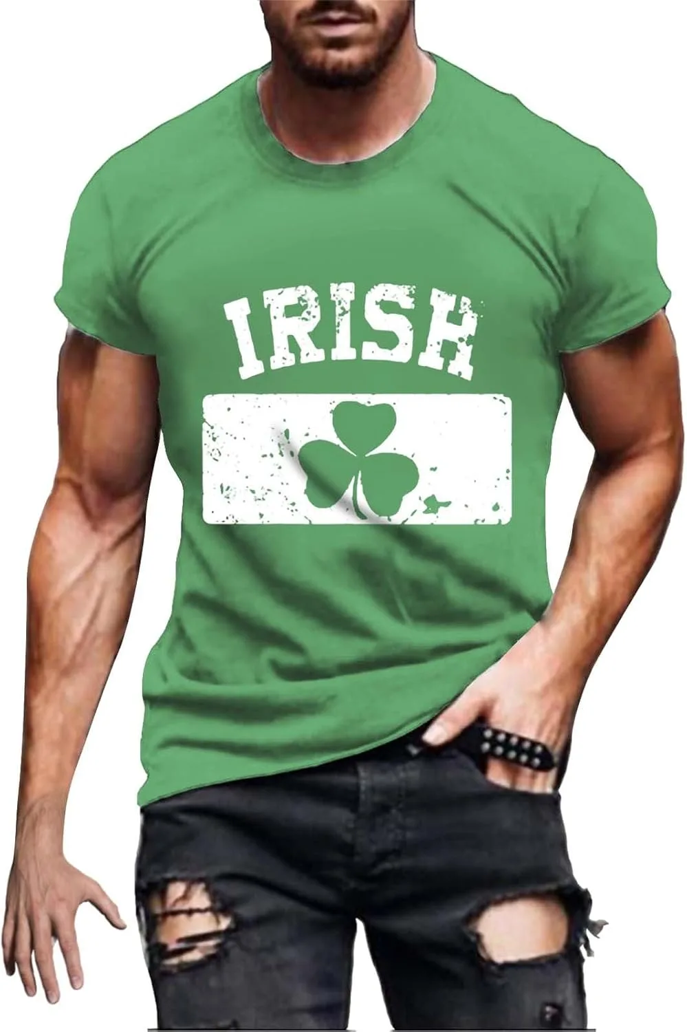 

Футболка St Patricks Day для мужчин Stretch Muscle Fit с принтом Shamrock