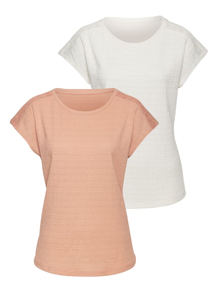 

Рубашка с короткими рукавами персикового и кремового цветов Vivance