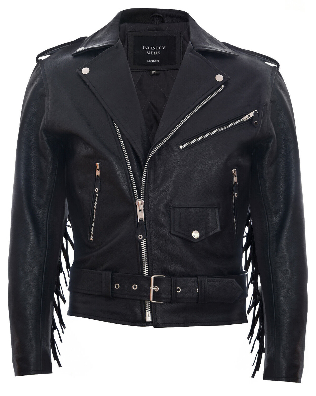 

Мотоциклетная куртка brando из кожи с бахромой и кисточками Infinity Leather, черный