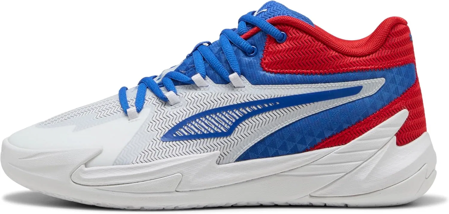 Мужские баскетбольные кроссовки PUMA Dagger, White Mountain Blue For All Time Red Ah25