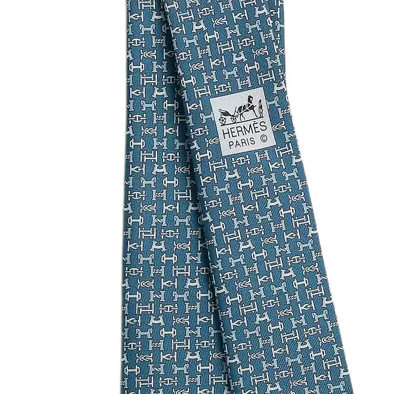 HERMES Мужской галстук из шелка тутового шелкопряда серо-голубой, Gray Blue — фото 3