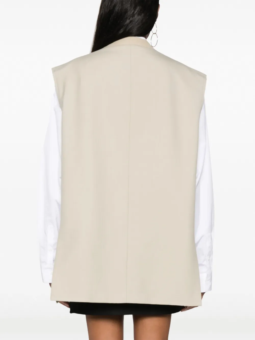 Однобортный жилет MM6 Maison Margiela, нейтральный — фото 4