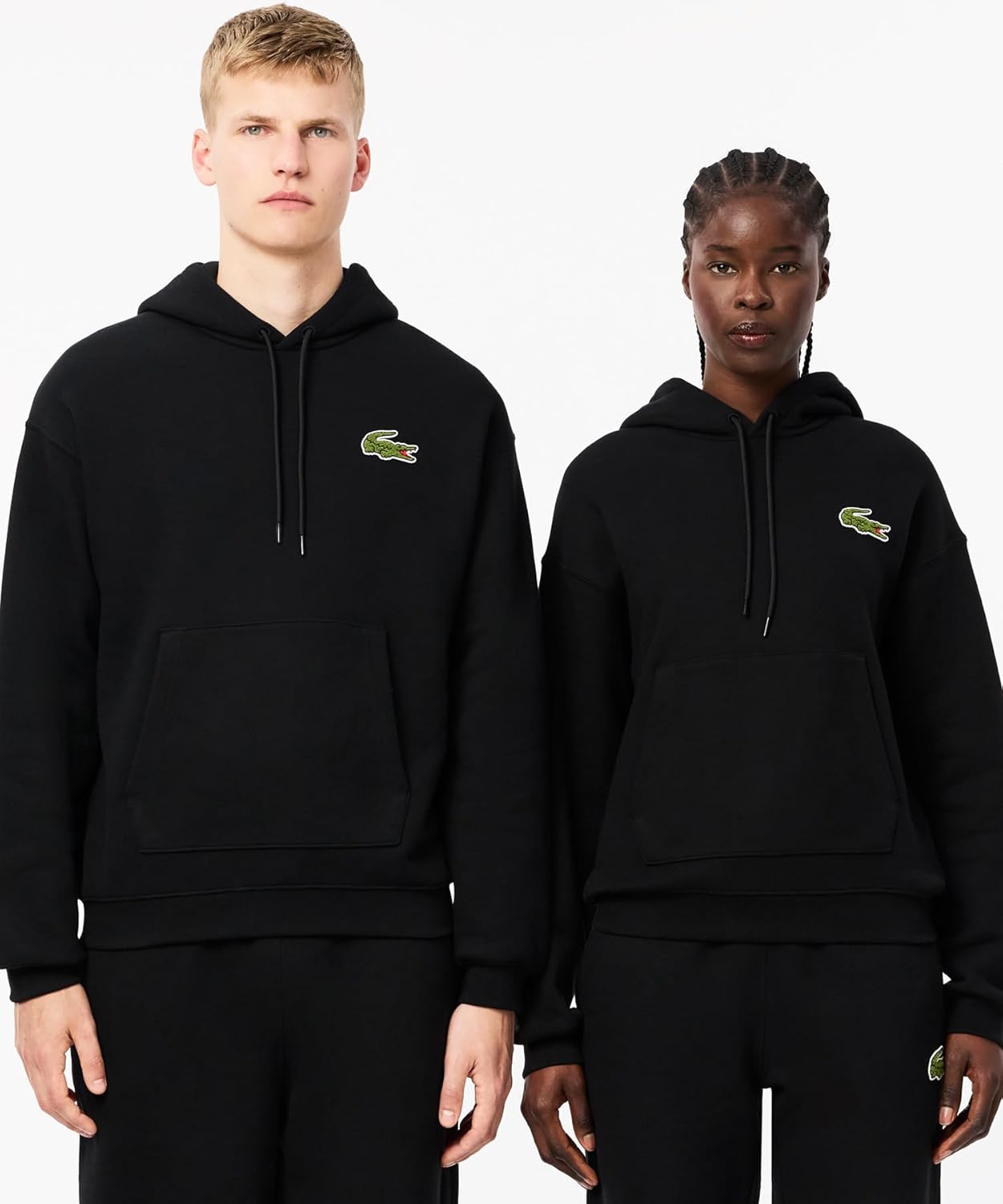 Официальный комплект Lacoste: толстовка Essential Hoodie + спортивные брюки Essential Sweat Track Plant, черный — фото 2